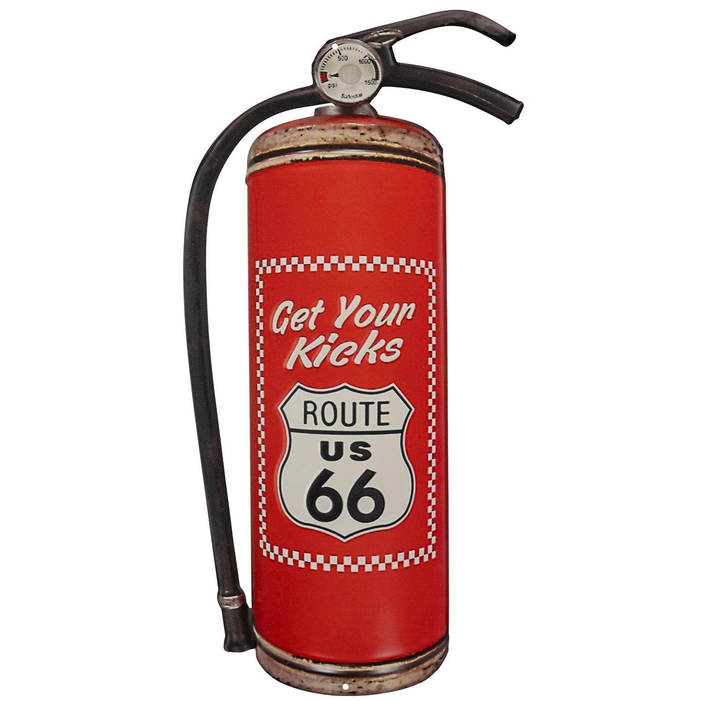 Blechschild Get Your Kicks Route 66 Feuerlöscher Rot 47x23x8 cm Vintage Retro