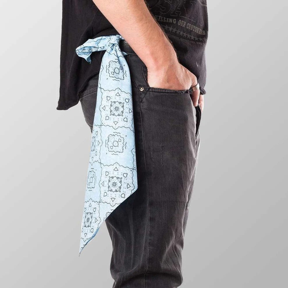 Bandana Halstuch Hellblau Paisley Accessoire Mode Freizeit Tuch Biker Baumwolle