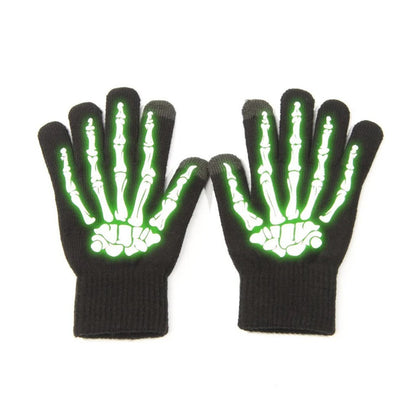 Touchscreen-Handschuhe in Schwarz mit Skeletthand Glow in the Dark Halloween