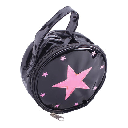 Kosmetiktasche glänzend pinke Sterne schwarz Reise Make-UP Tasche Beauty bag