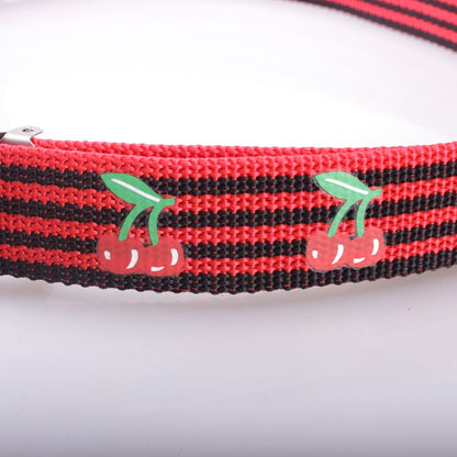 Gürtel Belt Rot/Schwarz Gestreift Kirschen Damengürtel Hüftgürtel Accessoires Mode