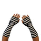 Fingerlose Handschuhe Death Seemann Schwarz/Weiß Gestreift Totenkopf Skull Gothic Punk