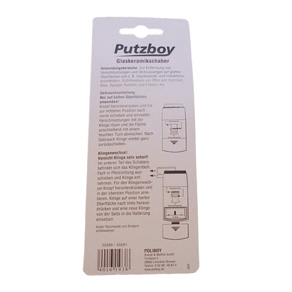 3x Glaskeramik-Schaber Putzboy Herd reinigen Ceranfeld Kochfeld sauber Glas