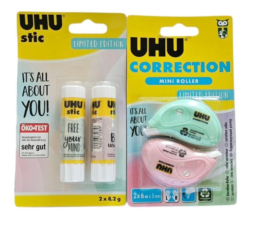 UHU LimitedEdition Set Korrekturroller Klebestift Klebestick Schule Büro basteln