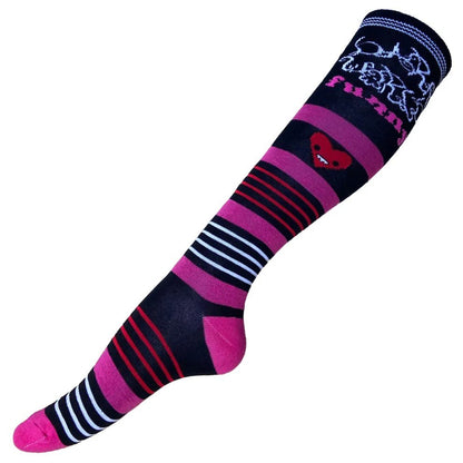 Socken Schwarz/Pink Monster Strümpfe Kniestrümpfe Baumwolle Kinder Einheitsgröße