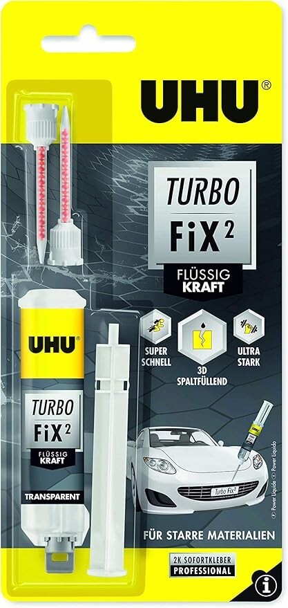 UHU Turbo Fix² Flüssig Kraft 2K-Sofortkleber 10g Reparaturkleber Transparent