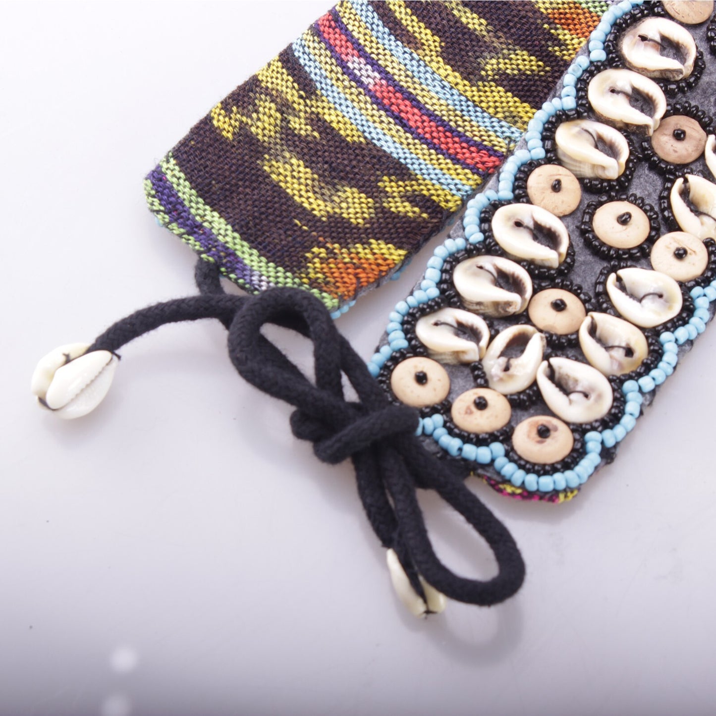 Muschelgürtel Blau/Schwarz Damengürtel Taillengürtel Muscheln Sommer Gürtel Belt Boho