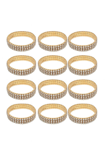 12er Set Armbänder Gold Glitzer Armreif Schmuck Elastisch Geschenk Modeschmuck