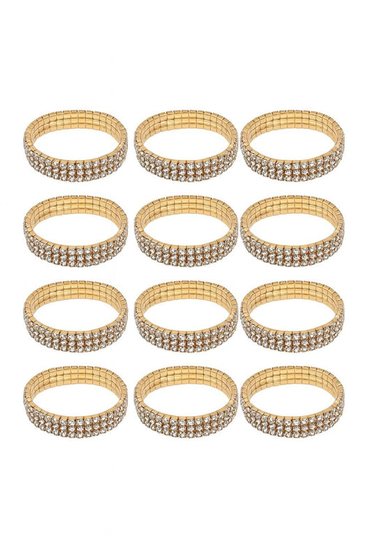 12er Set Armbänder Gold Glitzer Armreif Schmuck Elastisch Geschenk Modeschmuck