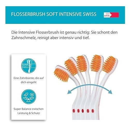 1x edel white Flosserbrush Intensive Zahnbürsten Soft Schweiz Zahnbürste Zähne