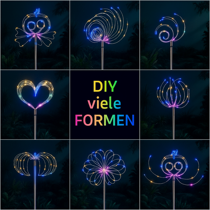4x Gartenstecker LED Feuerwerk Licht außen Garten Beleuchtung Gartenleuchte set