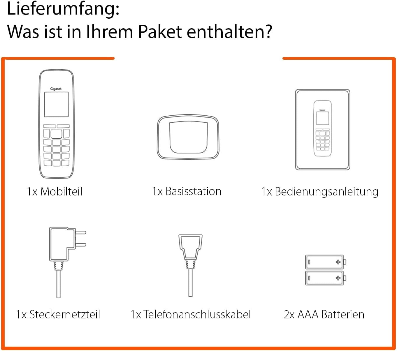 Gigaset E290 Schnurloses Telefon Schwarz Großtastentelefon Verstärkerfunktion