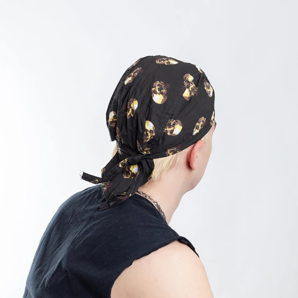 Bandana Kopftuch mit Skull & Rose Aufdruck Biker Kopftuch Piratentuch Totenkopf Skull Unisex