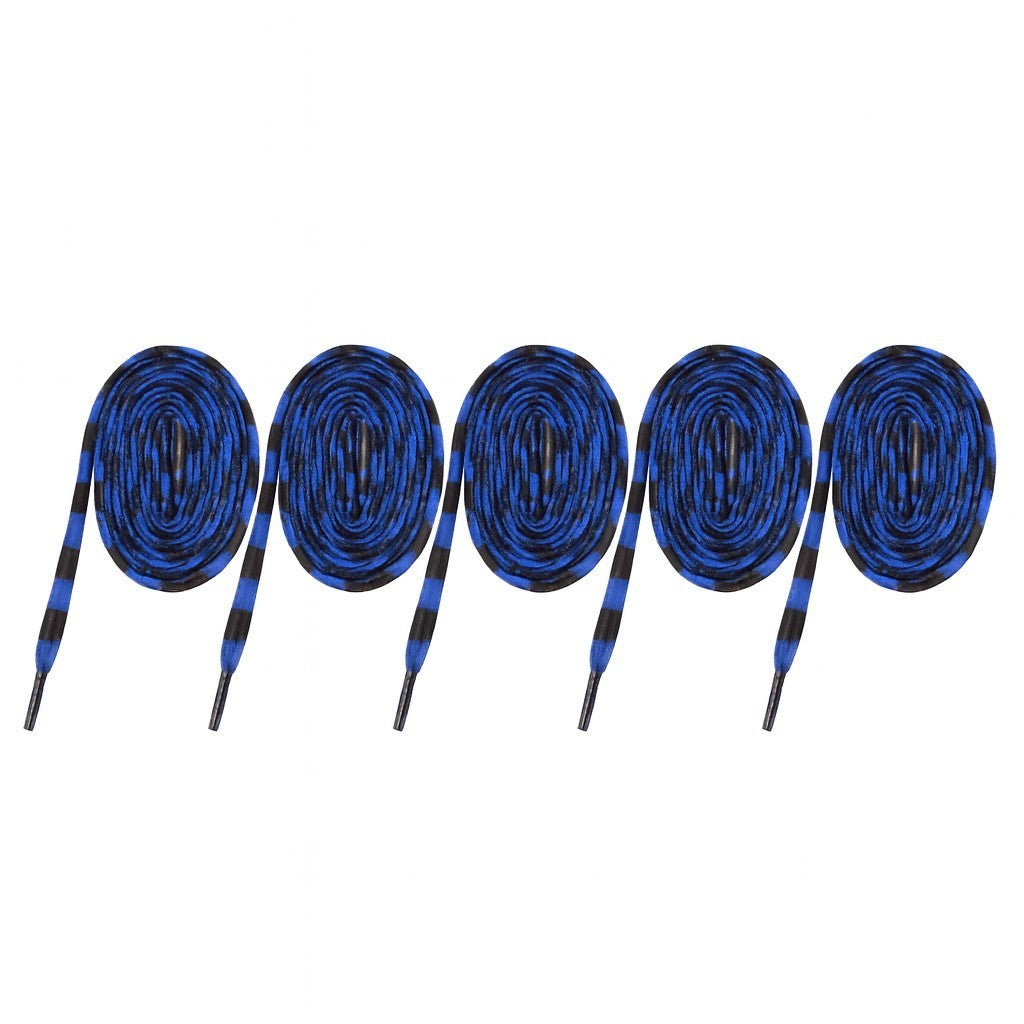 5 Paar Schnürsenkel Blau/Schwarz Gestreift Flachsenkel Senkel Sportschuhe 110 cm