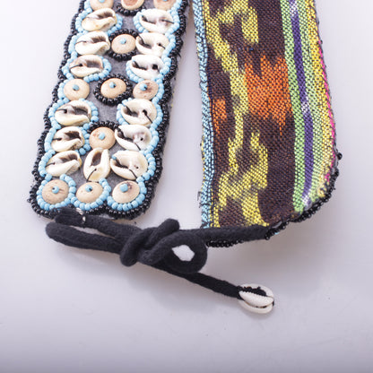 Muschelgürtel Blau/Schwarz Muscheln Perlen Gürtel Belt Boho Ibiza Hippie Coachella