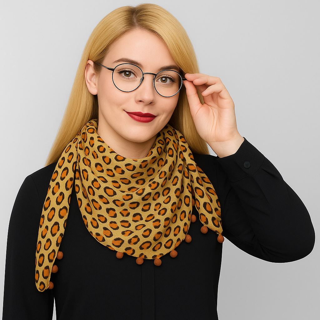 3er Set Leopard Tücher Halstuch Animal Print Chiffon Vintage Damen Schal Mode