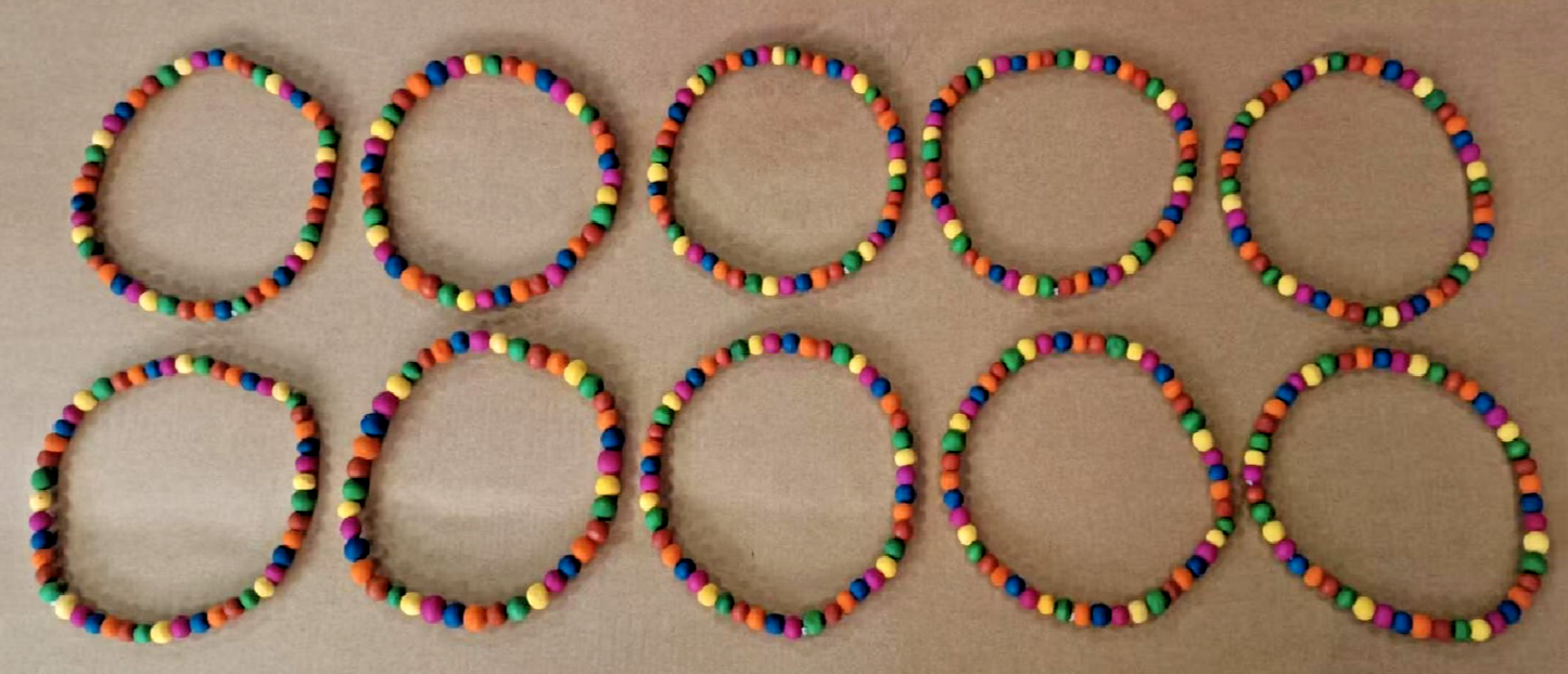 10 x Hals Kette Bunt RASTA Reggae mit Holzperlen