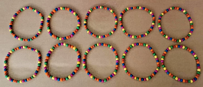 10 x Hals Kette Bunt RASTA Reggae mit Holzperlen