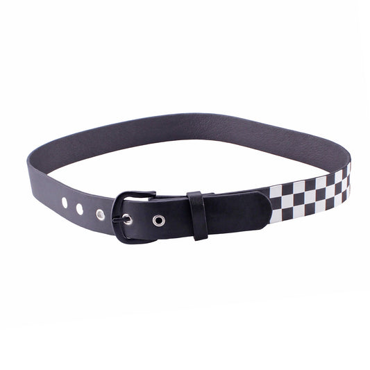 Gürtel Belt Schwarz/Weiß kariert Unisex Gürtel Jeansgürtel Karomuster Mode Rocker