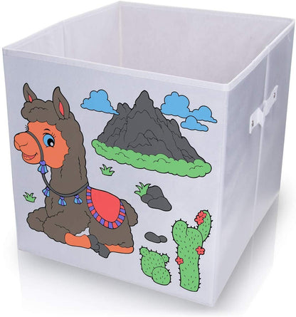 diMio Aufbewahrungsbox Lama 35x35x33cm zum bemalen inkl. Buntstifte Faltbox Korb