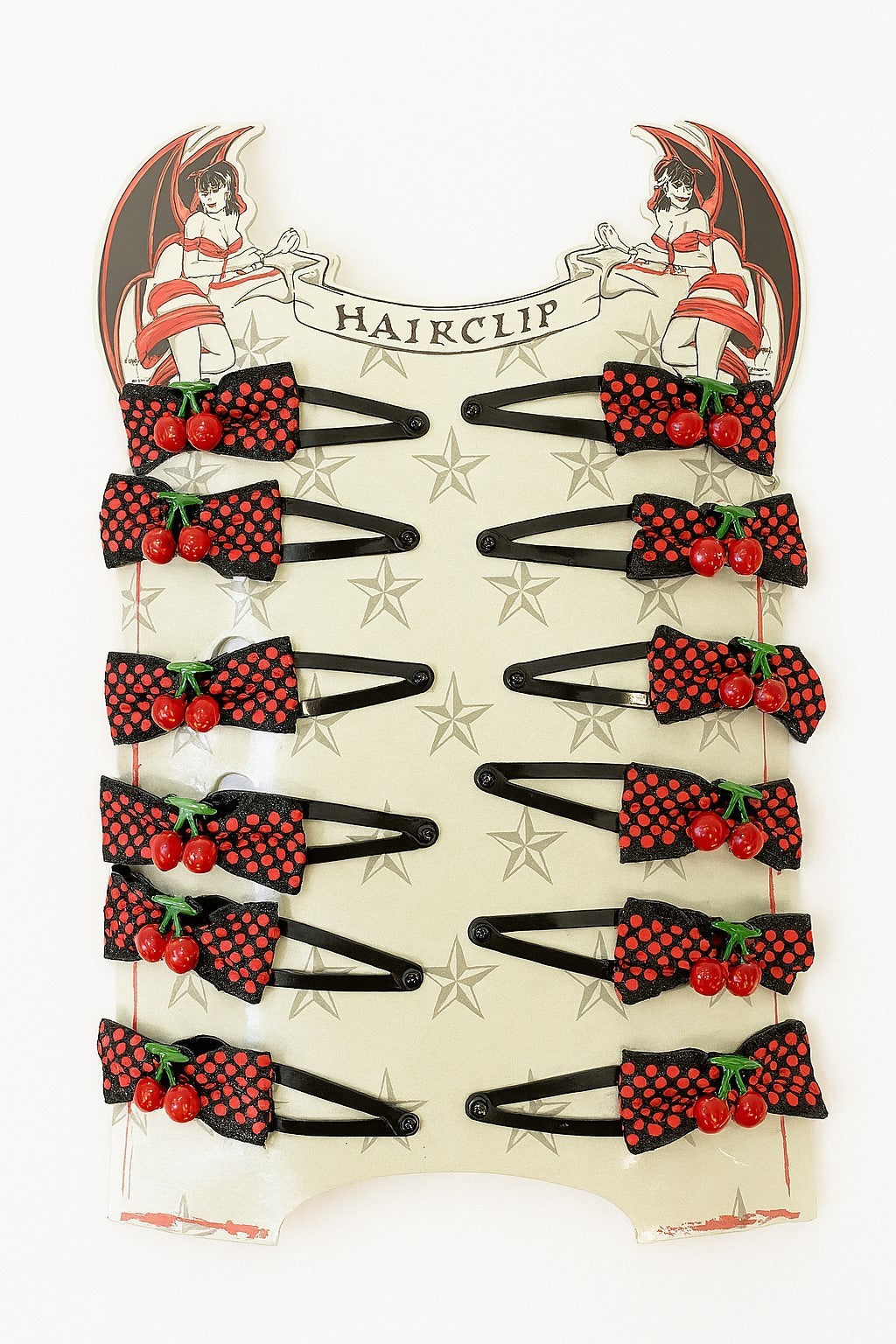 12x Haarklammern Gepunktet Schleifen Kirschen Haarspangen Haarclips Rockabilly