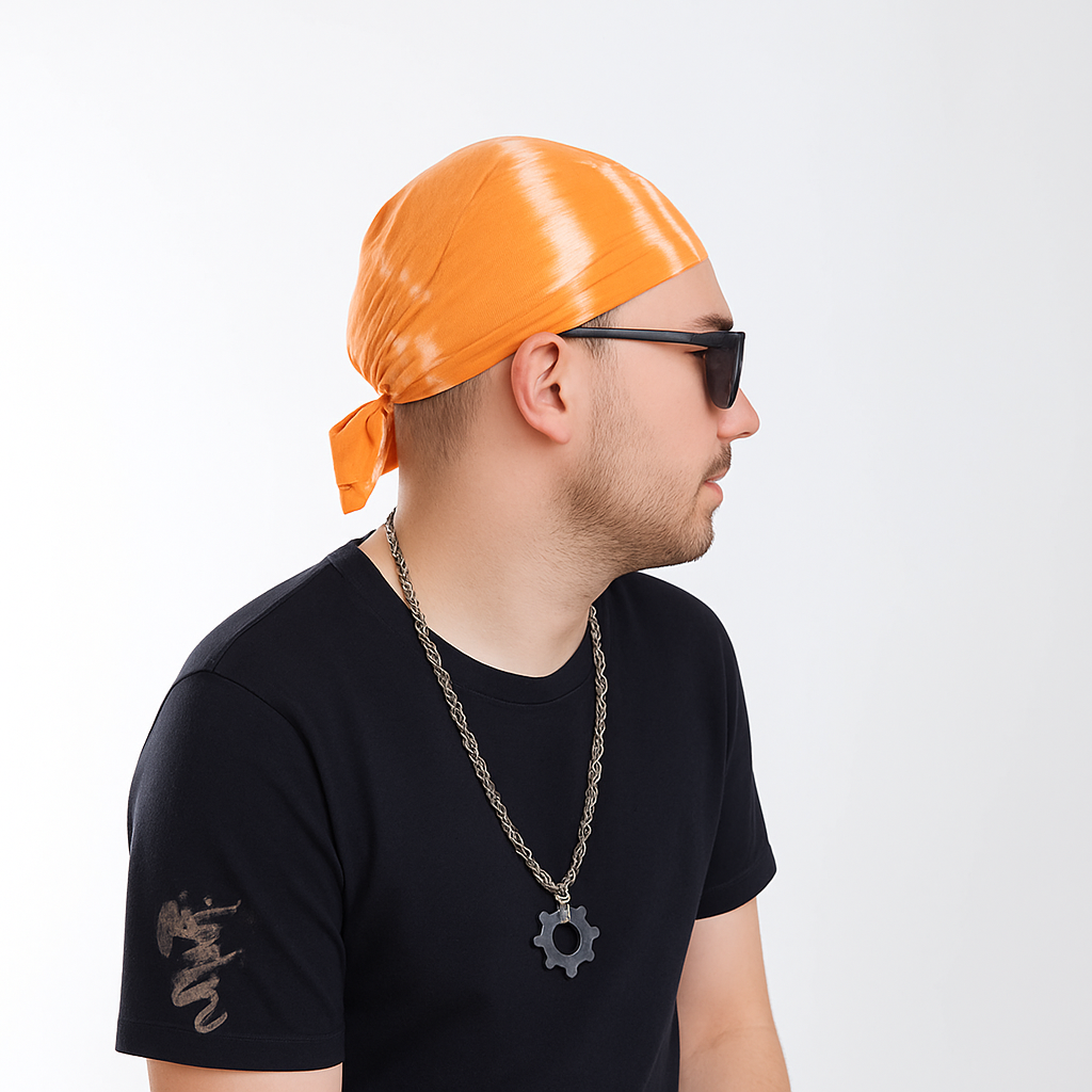 Bandana Kopftuch Orange Leicht Sommer Biker Piratentuch Mütze Sonnenschutz