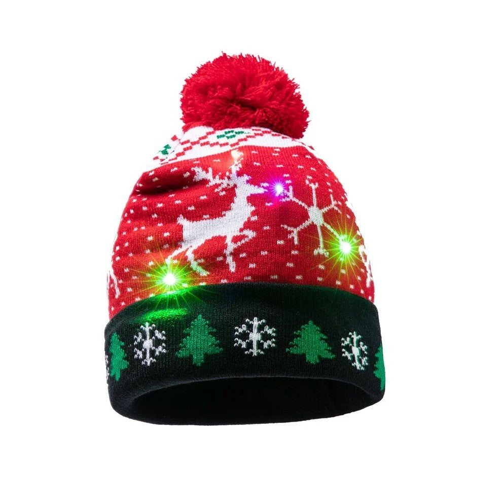 3er Set LED Licht Mütze Oh Deer & Rentier & Tanne Weihnachtsmütze Mützen Weihnachten
