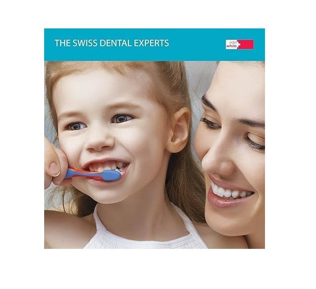 edel+white 7 Früchtli Zahnpasta Kinder mit 4 Kinderzahnbürsten Ultrasoft Borsten