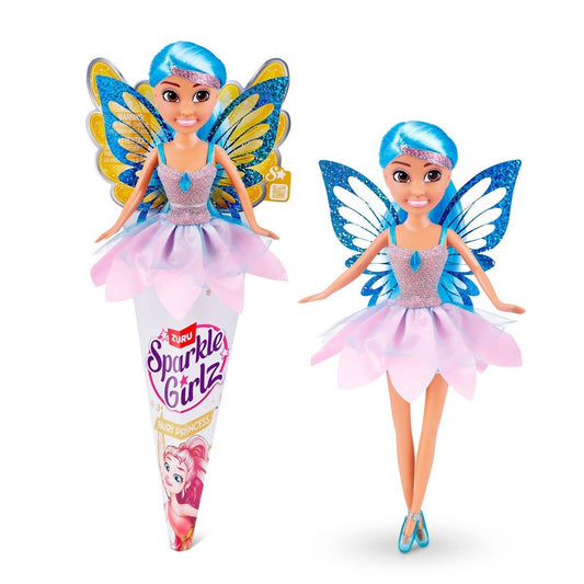 Zuru Sparkle Girlz Blau Fairy Princess Puppe Fee Feenpuppe Spielpuppe Kegel