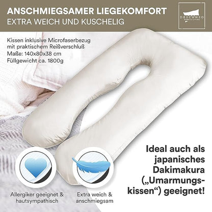 Schwangerschaftskissen mit Bezug Oeko-Tex Kissen Kopfkissen Schwangerschaft ergonomisch