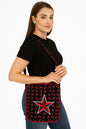Umhängetasche Schwarz/Rot Totenköpfe Stern Crossbody Schultertasche Handtasche Damentasche