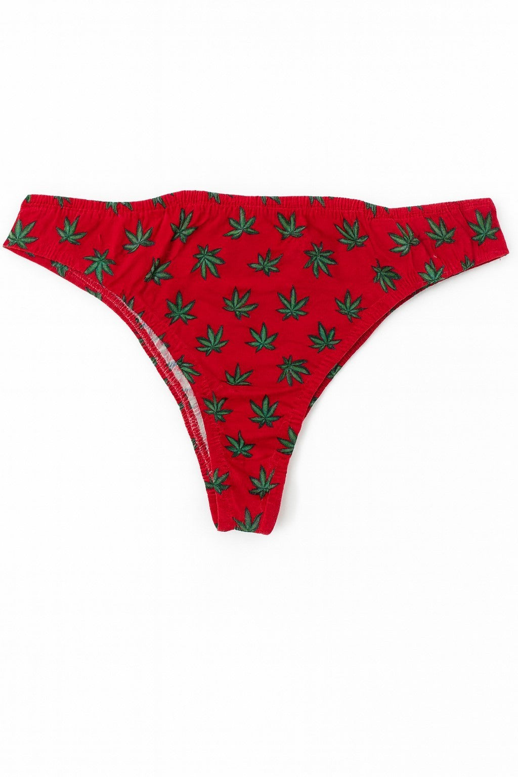 Lady String Roter Tanga Slip mit Hanfblatt Muster Hanf Unterwäsche Schlüpfer