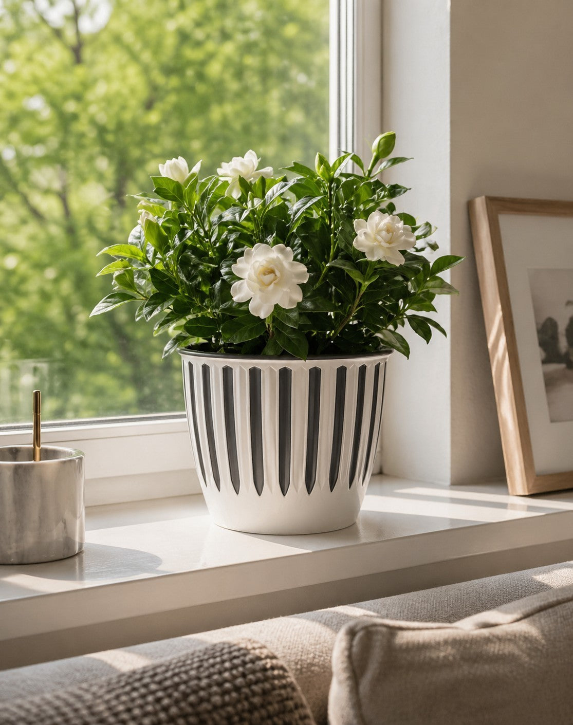 6x Blumentöpfe Weiß/Schwarz Ø 18,8 x 15,9 cm 3 L Pflanztopf Übertopf Blumentopf