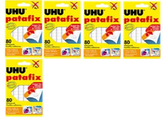 UHU Patafix 5x80 St. Klebepads Klebeband wieder ablösbar wiederverwendbar weiß
