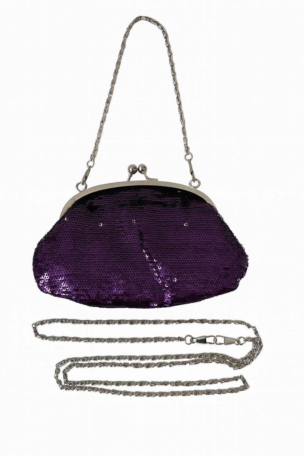 Handtasche Lila mit Pailletten Abendtasche Clutch Elegant Hochzeit Umhängtasche