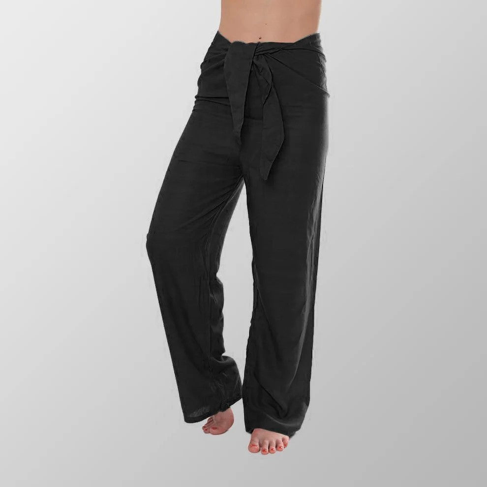 Baumwollhose Schwarz Unisex Stoffhose Freizeit Sommer Yogahose Aladinhose Luftig