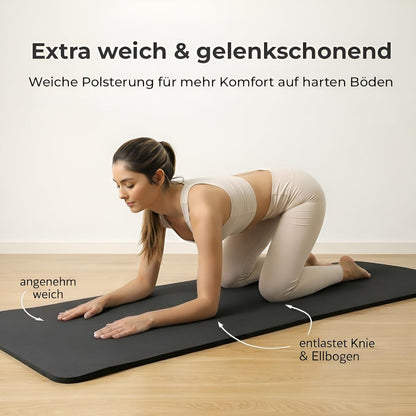 2x diMio Gymnastikmatte Yogamatte Fitnessmatte Schwarz 185x60x1cm inkl. Tragegurt Sportmatte