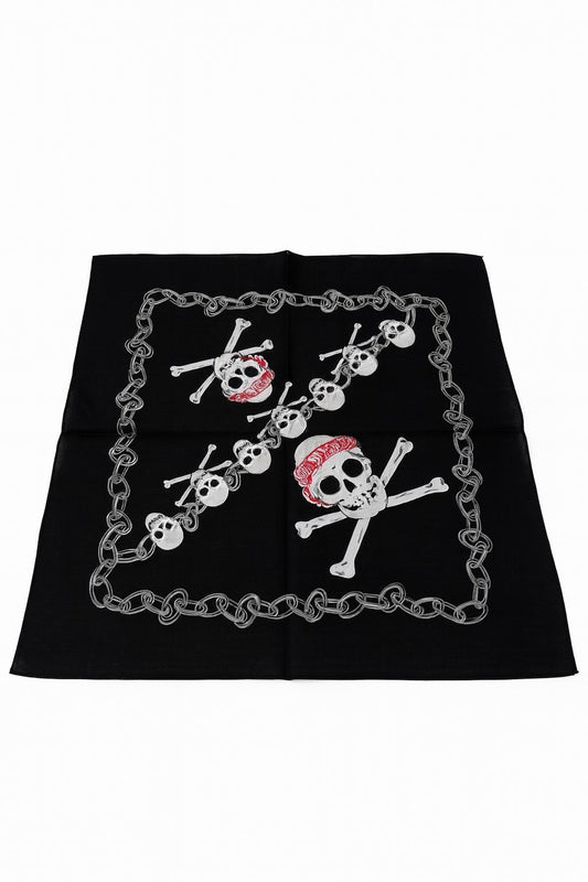 Bandana Halstuch Totenköpfe-Ketten Accessoire Freizeit Tuch Gothic Rock Kopftuch
