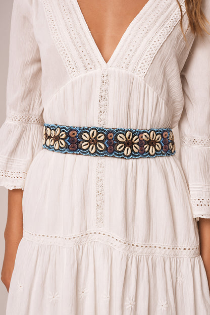 Muschelgürtel Schwarz/Blau Taillengürtel Hüftgürtel Boho Hippie Muscheln Damen