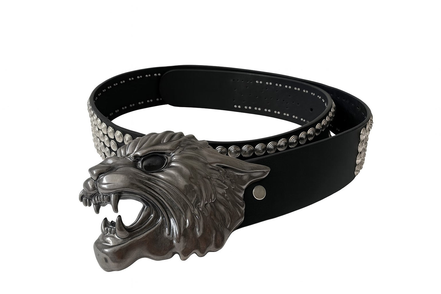 Gürtel Belt Schwarz Löwenkopf Schnalle Ledergürtel Rocker Punk Biker Accessoire Mode