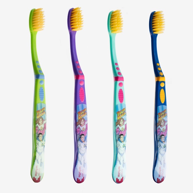 edel+white Kinderzahnbürste Lila Ultrasoft+ Zahnbürste Kinder Bionic Mania