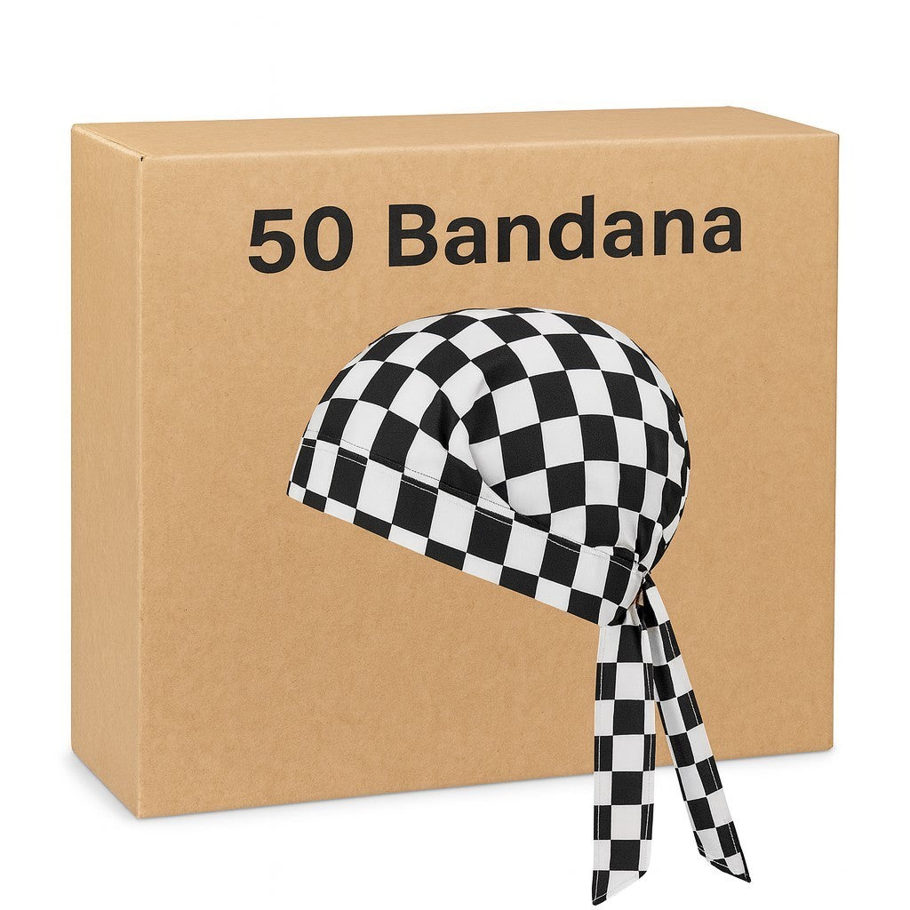 Aktion 50x Bandana Kopftuch Schwarz Weiß Karo Stirnband Tuch Unisex Großhandel