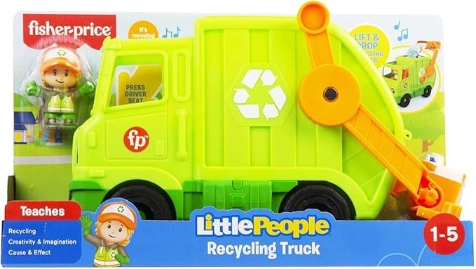 Fisher Price Little People Recycling Müllwagen mit Figur und Sound Müllabfuhr