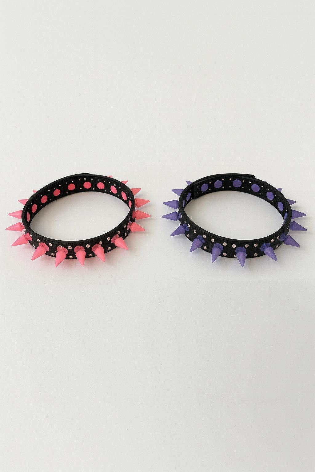 2er Set Halsband Pink & Lila Spikes Nieten Choker Punk Emo Rock Gothic Festival
