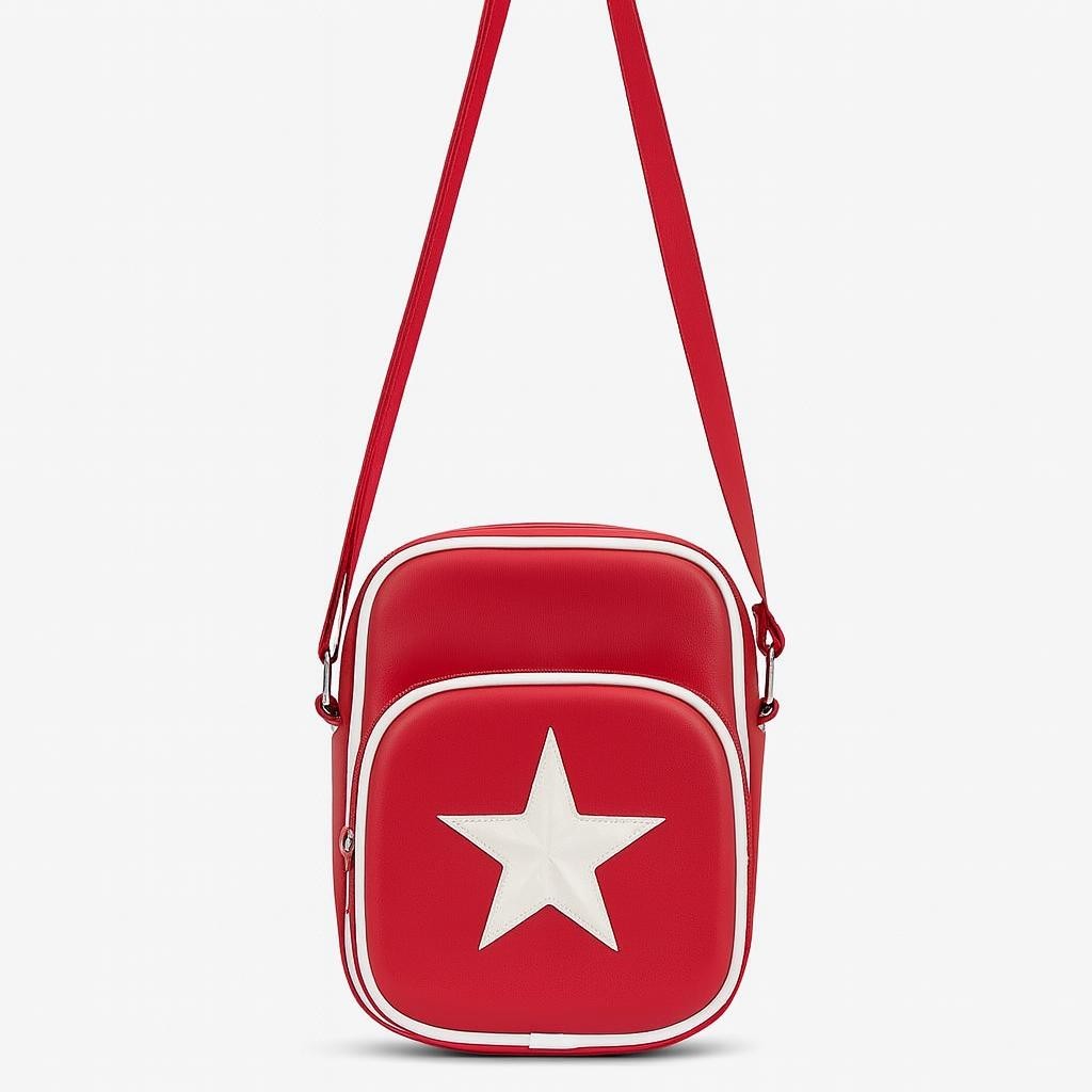 Umhängetasche Rot mit Stern Klein Tasche Mode Crossbody Schultertasche Handtasche Damen