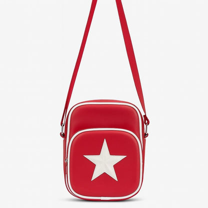 Umhängetasche Rot mit Stern Klein Tasche Mode Crossbody Schultertasche Handtasche Damen