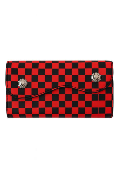 Geldbeutel Schwarz/Rot Kariert Geldbörse Portemonnaie Accessoires Vintage Damen
