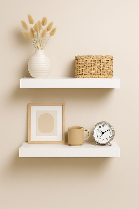 2x Wandregal 25x20x3 cm Weiß Hochglanz Regal Wandboard Schweberegal Set Deko