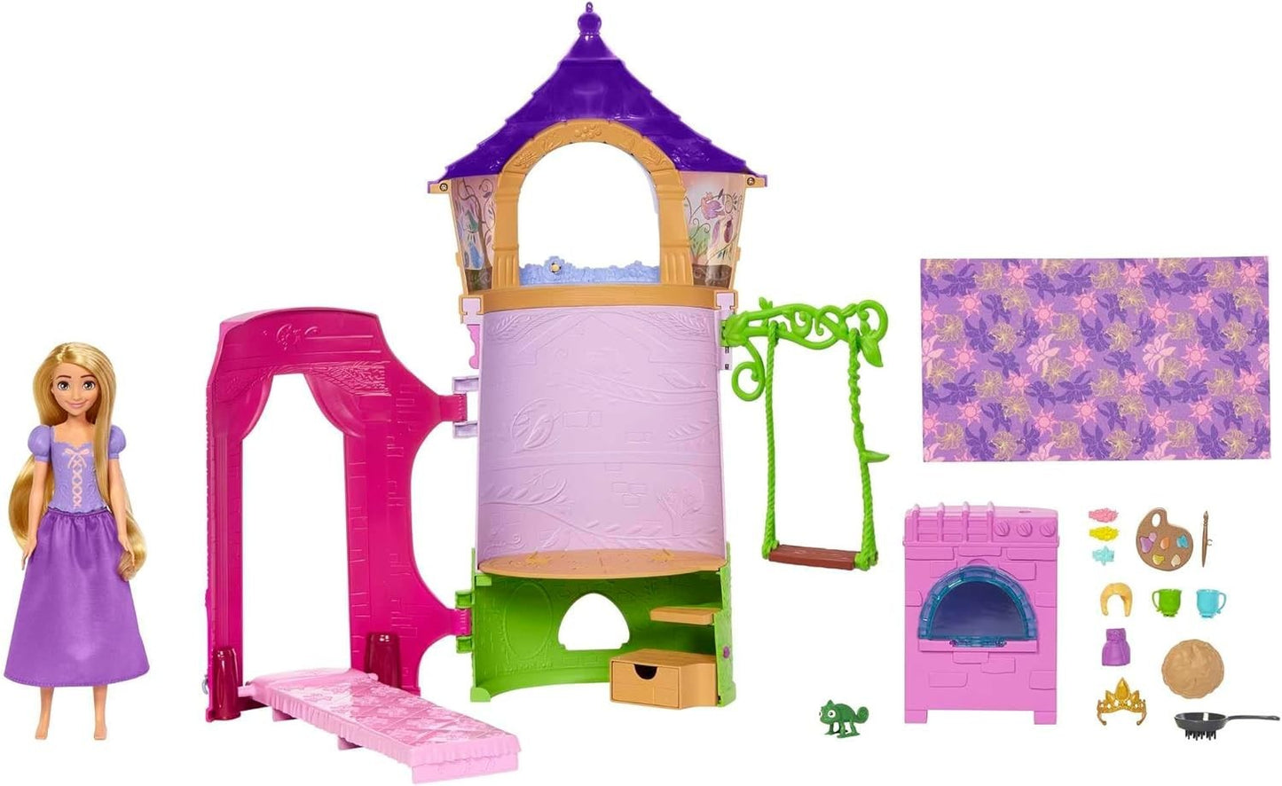 Mattel HMV99 Disney Princess Rapunzels Turm mit Puppe und Zubehör Prinzessin