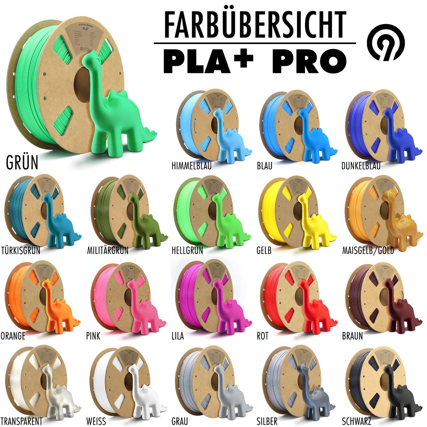 3er Set PLA+ plus 3D Filament Grün je 1 kg pla+ Hochwertig Drucker Material bio